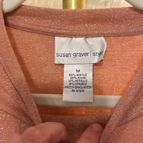 Vintage Susan graver speckled dusty pink shirt a - Picture 3 of 5